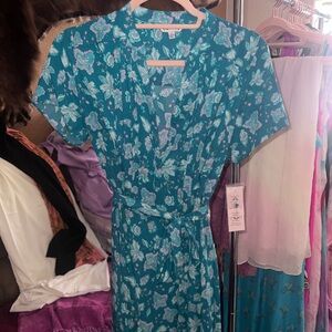 Nanette Lepore Teal Floral Midi Dress NEW WITH TAGS
